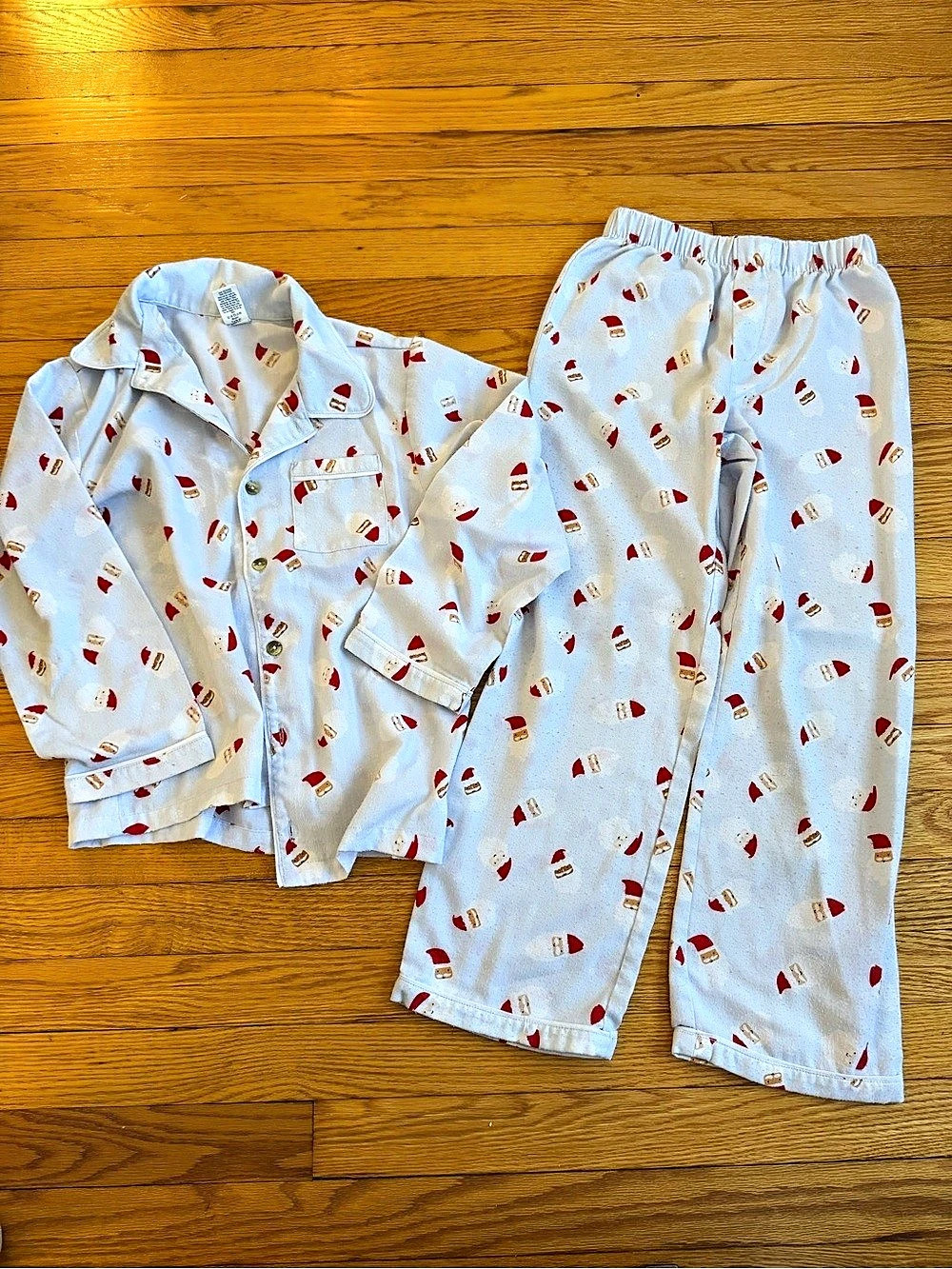 Janie and Jack Santa Print Flannel Pajamas Boys 7